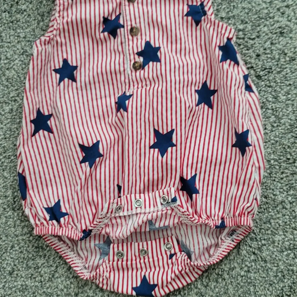 *** Bundle Only *** Carters Red white Blue Stars Romper 12 months